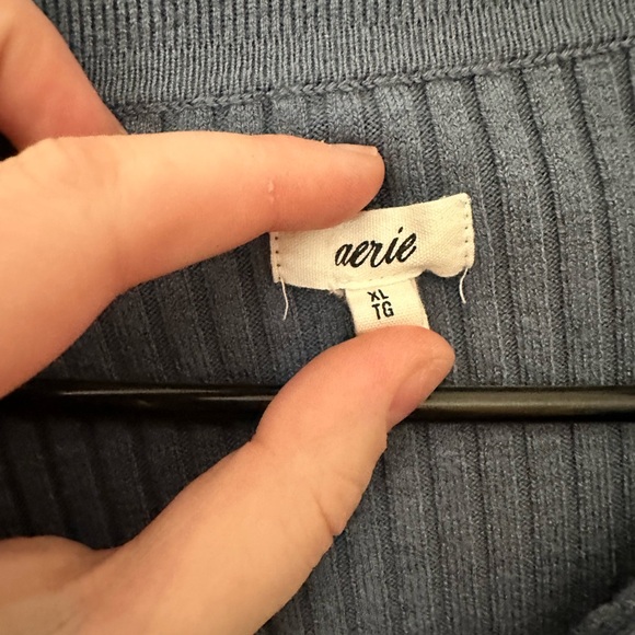 Blue Ribbed Button-Up Cardigan - Picture 2 of 2